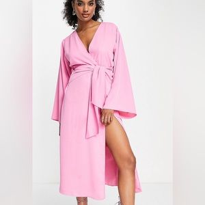 Pretty Lavish knot front plunge midaxi dress